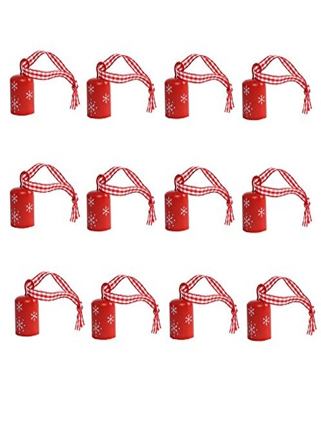 Futaba Cylindrical Jingle Bell Christmas Tree Decoration- Red - Pack of 12 - Image 4